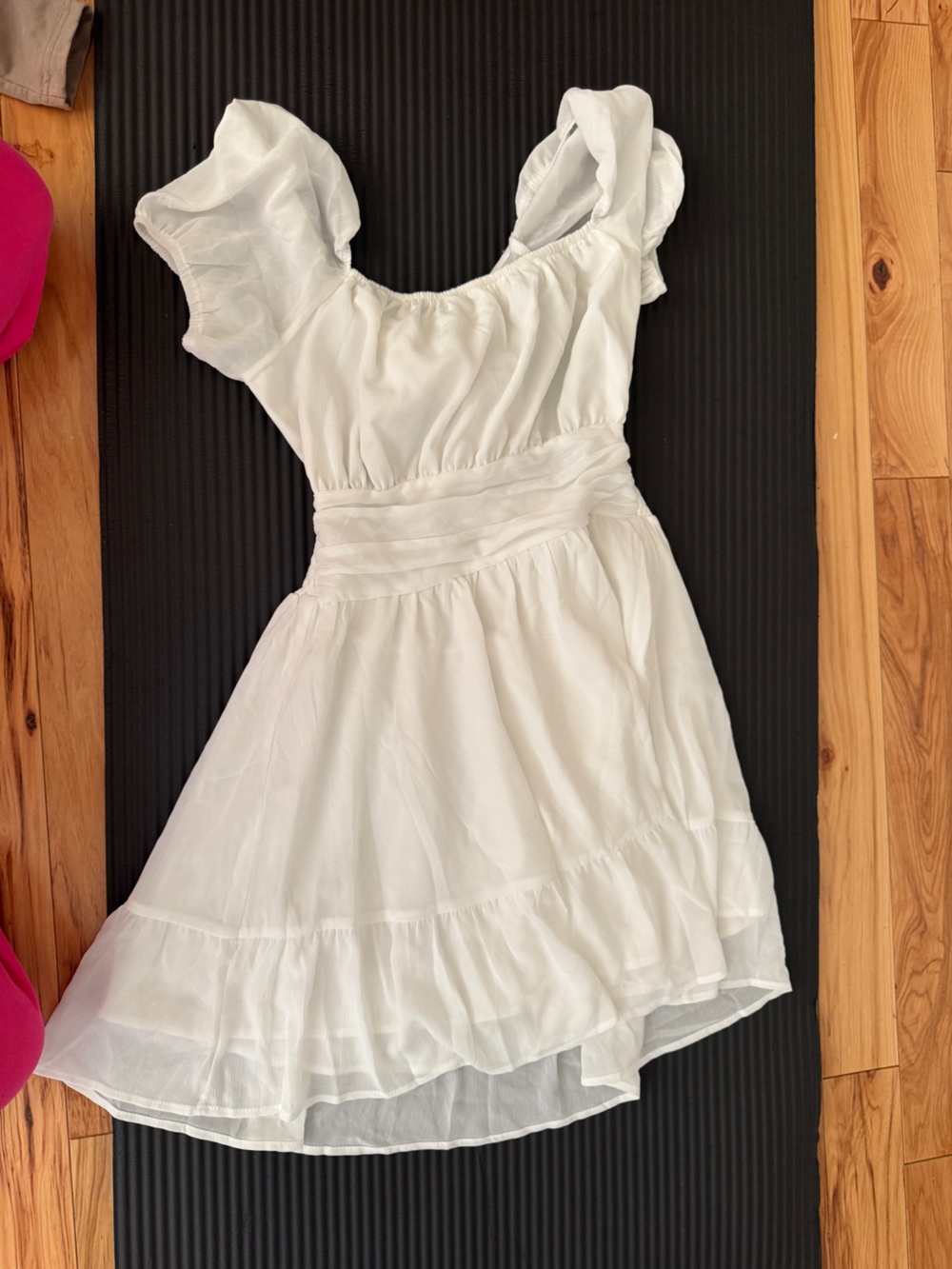 White Ruffled Mini Dress